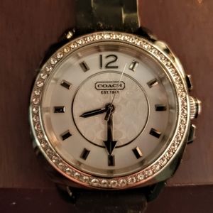 COACH Silicone logo band w/ Mother of Pearl face